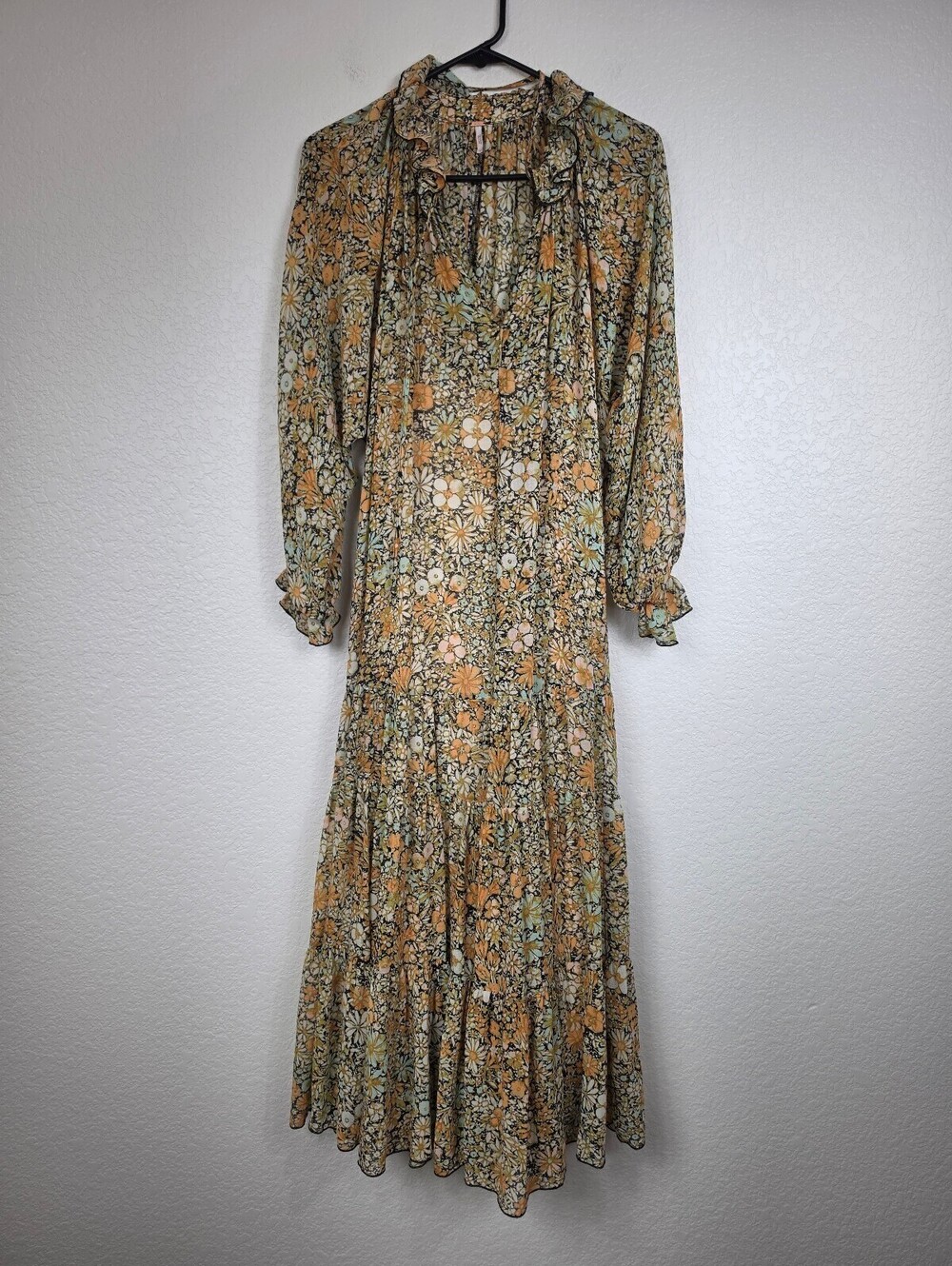 Free People Floral Long Sleeve Maxi Dress Small